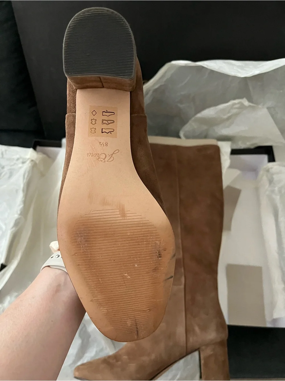 J.Crew Willa Tall Slouch Suede Boots Walnut 8.5 AQ757